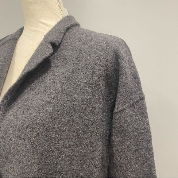 EILEEN FISHER XL Gray Merino Wool One-Button Slouchy Sweater Blazer Notch Collar - Picture 6 of 16